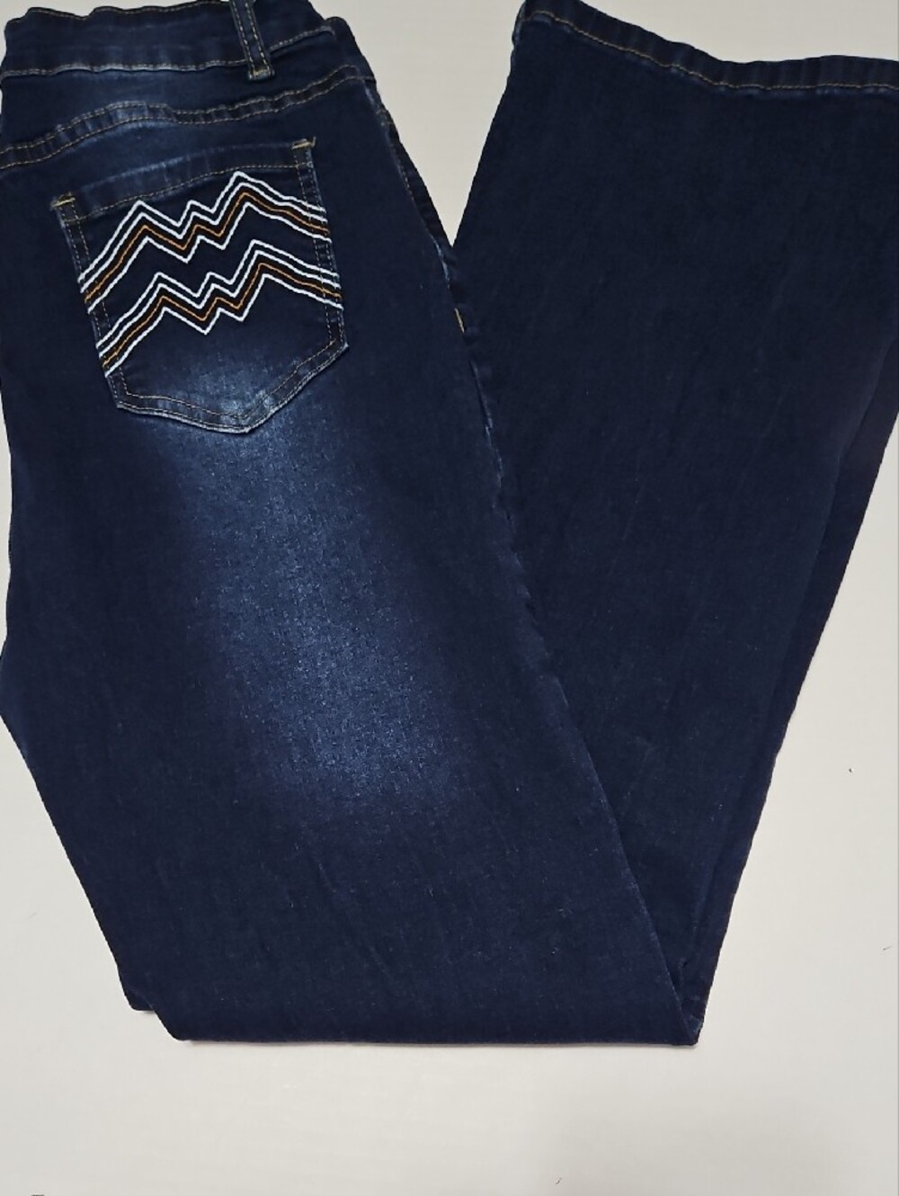 Classic Women's Dark Blue Stretch Flare Jeans Size XL